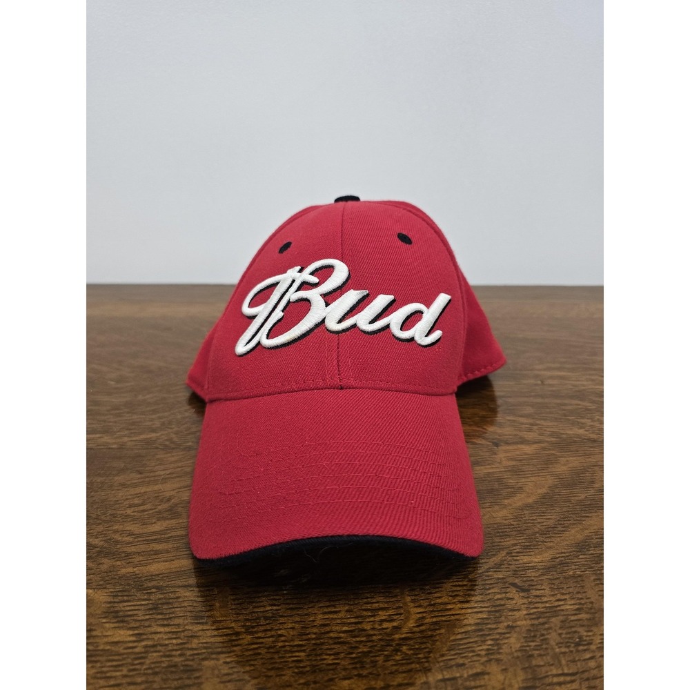 Vintage Budweiser Hat Cap Fitted Mens One Size Red Embroidered Beer 00s